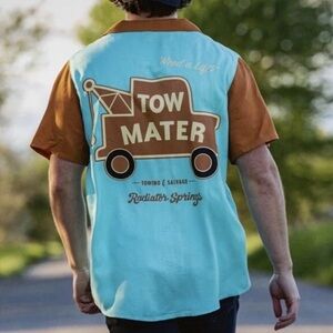 Cakeworthy Disney Pixar Cars Tow Mater Employee Camp Shirt Adult Unisex L